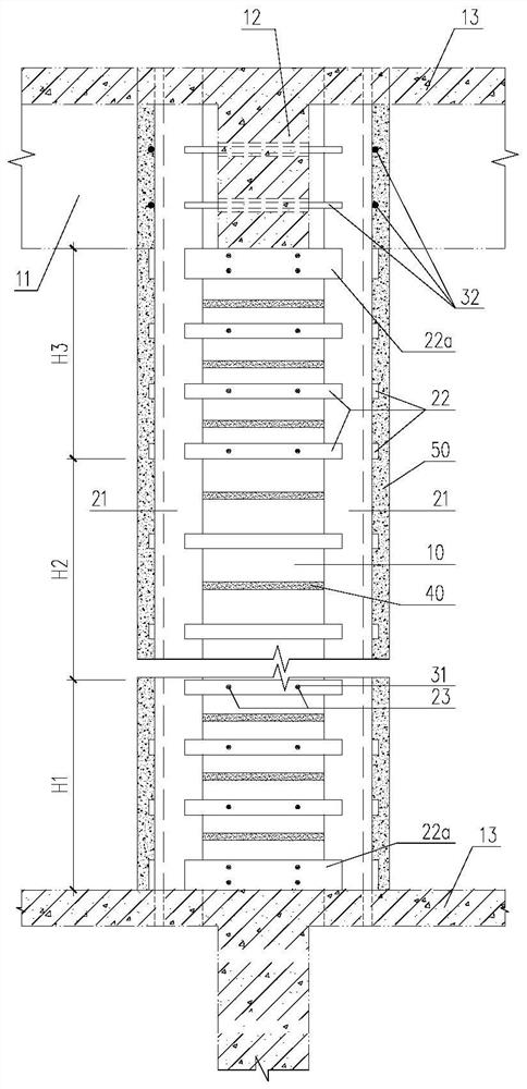 Rectangular structural column lattice combined type reinforcing structure and method thereof