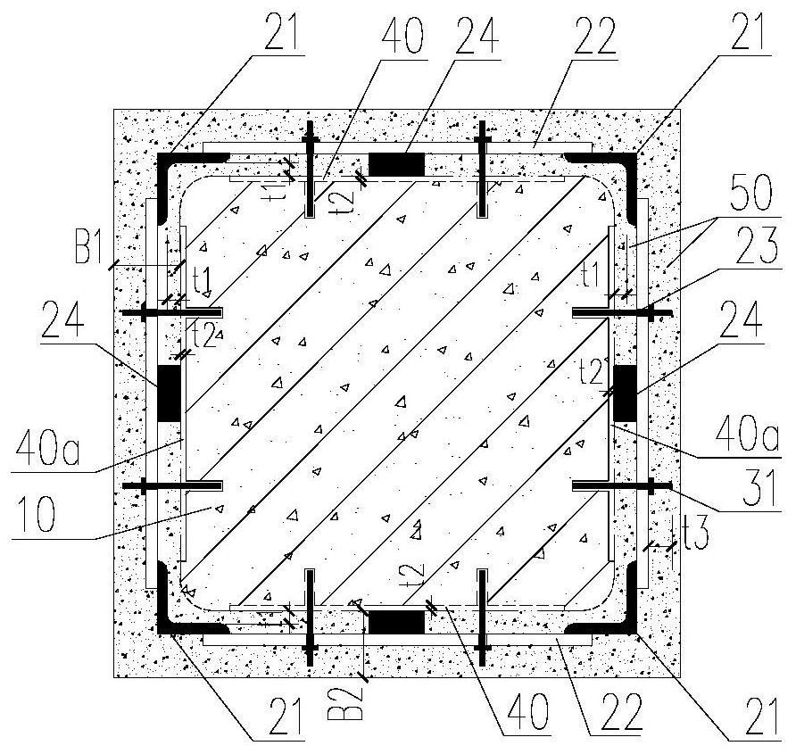 Rectangular structural column lattice combined type reinforcing structure and method thereof