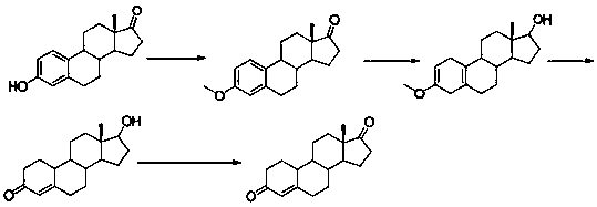 Method for preparing 19-desmethyl-4-androstene-3,17-diketone by using one-pot method