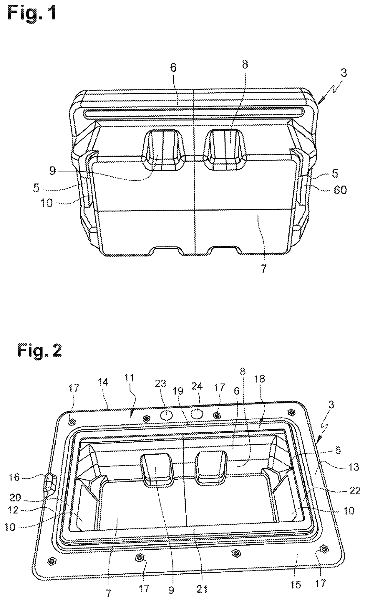 Unit comprising an electric battery and a casing