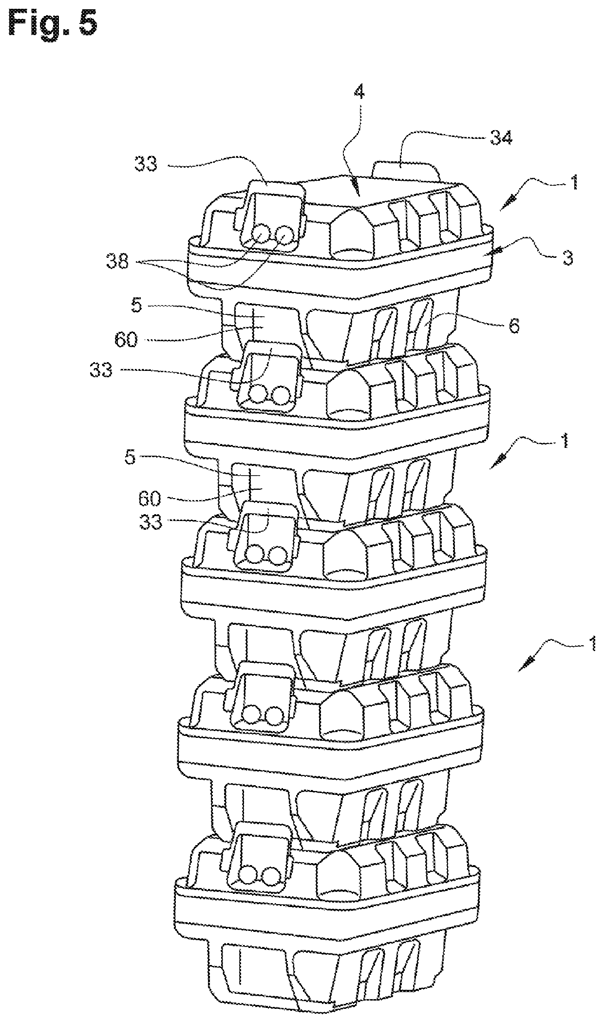 Unit comprising an electric battery and a casing