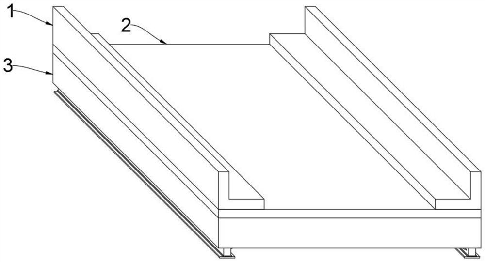 Damping supporting structure of weight type beam type goods shelf guide rail and supporting method of damping supporting structure