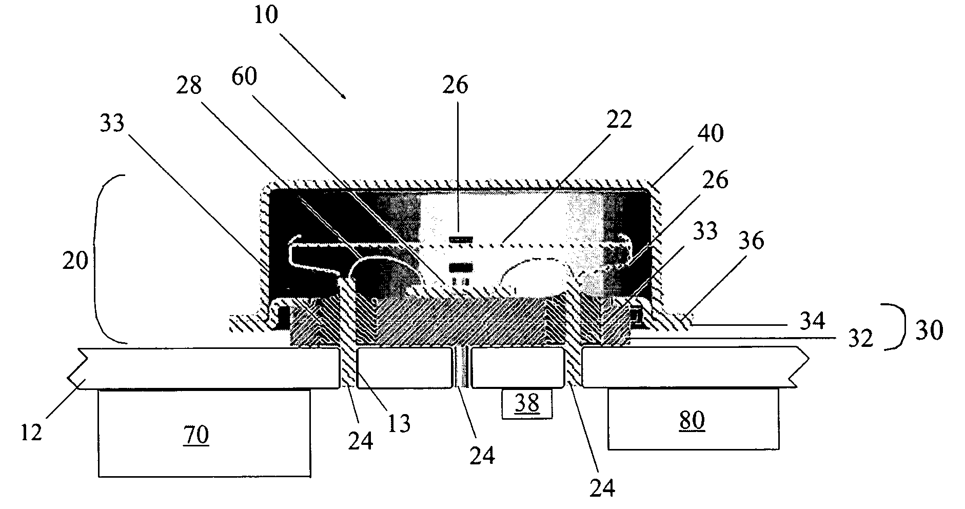Quartz resonator package having a housing with thermally coupled internal heating element