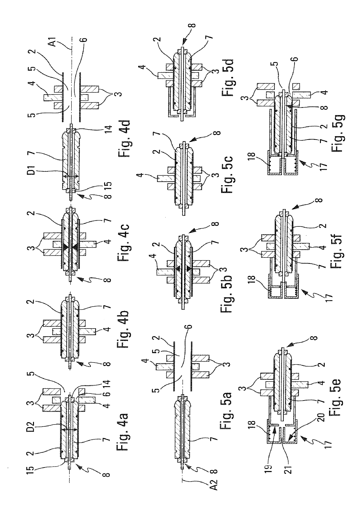 Device for manipulating a hollow shaft intended to create a pivot link between a first element and a second element