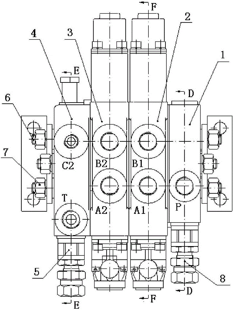 Multiway electro-hydraulic control valve adopting oil return differential pressure as pilot oil source