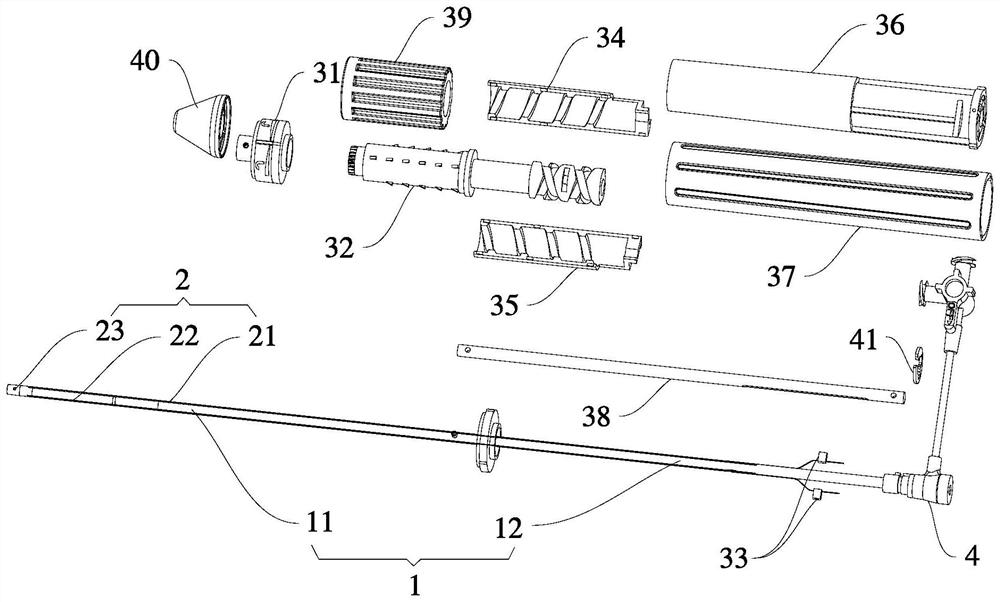 Operating handle of adjustable bending sheathing canal with identification and adjustable bending sheathing canal