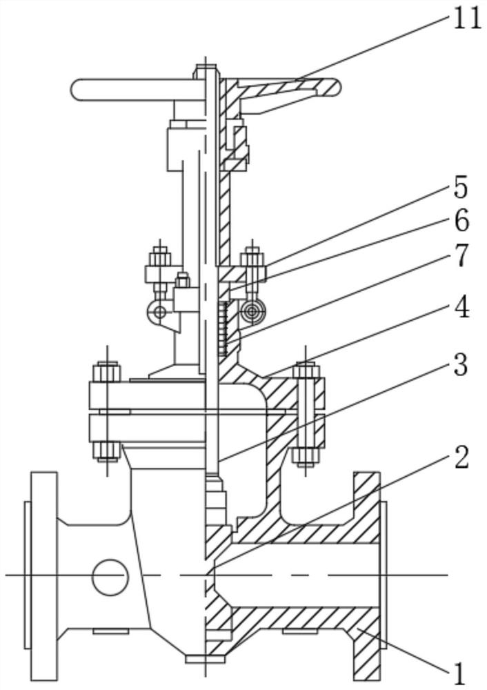 Self-sensing compression type high-sealing-performance straight-through gate valve