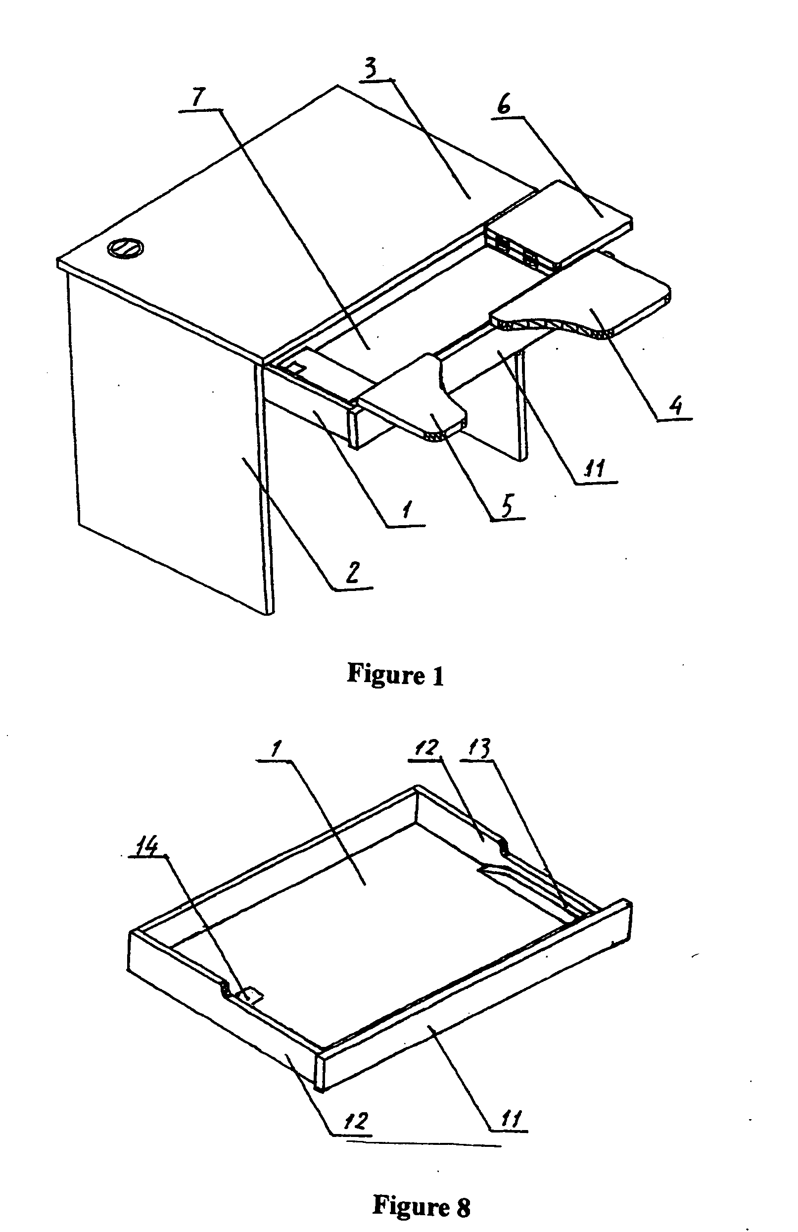 Computer desk with a drawer connected with elbow support boards