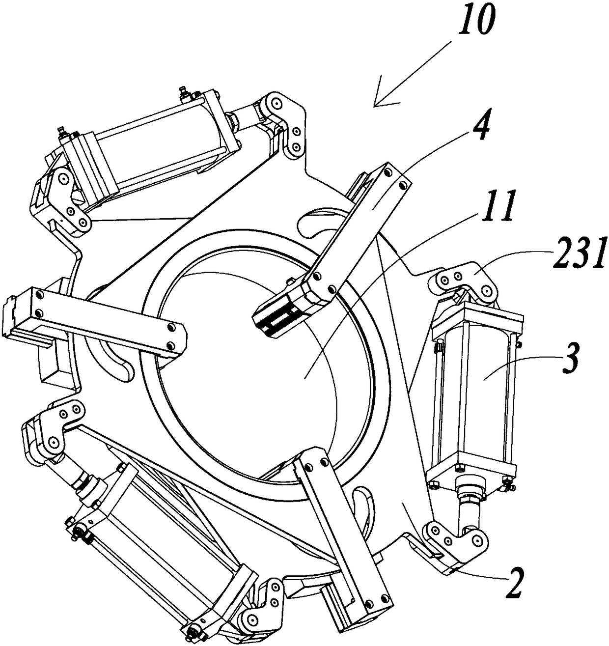 Clamping device for pipe beveling machine