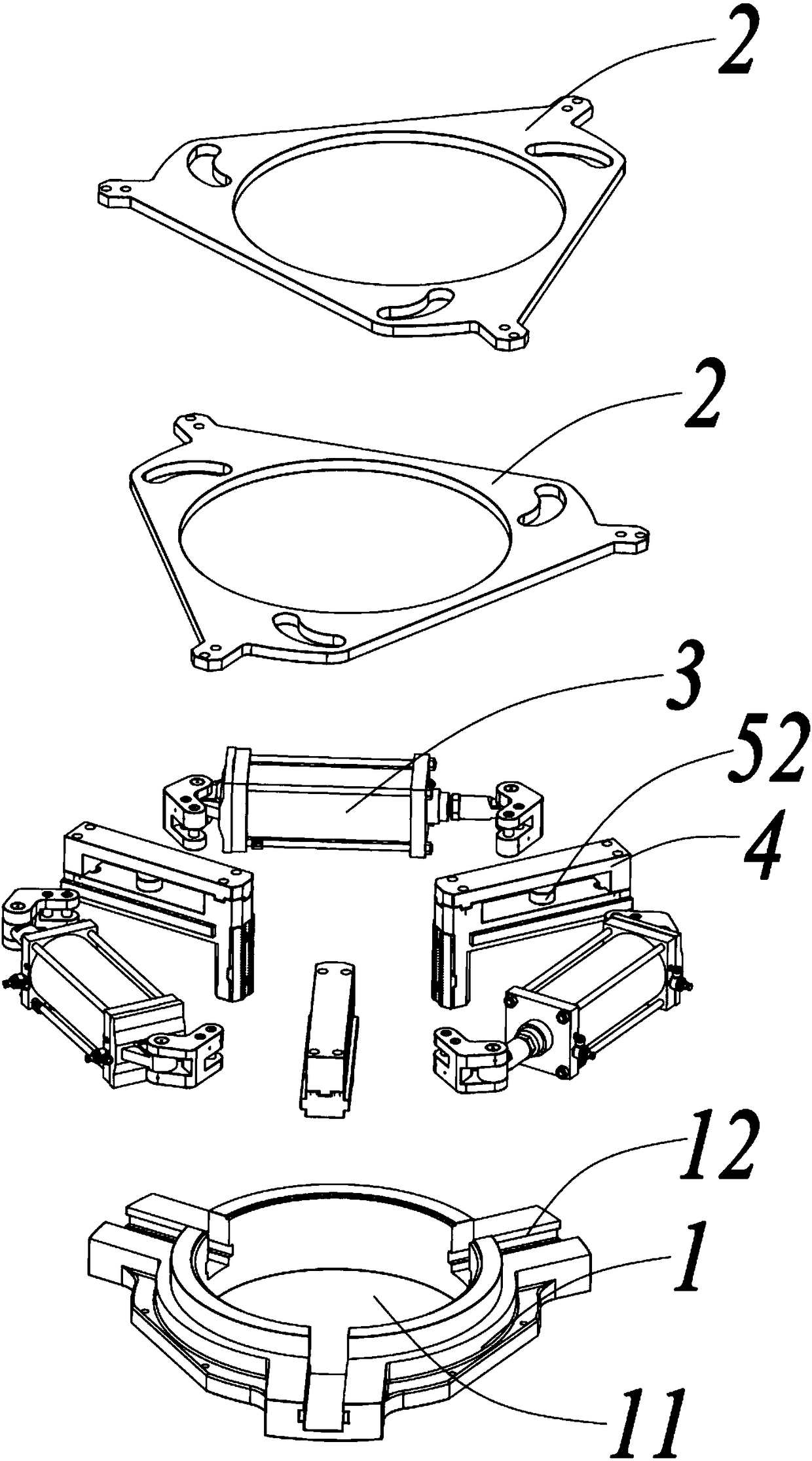 Clamping device for pipe beveling machine