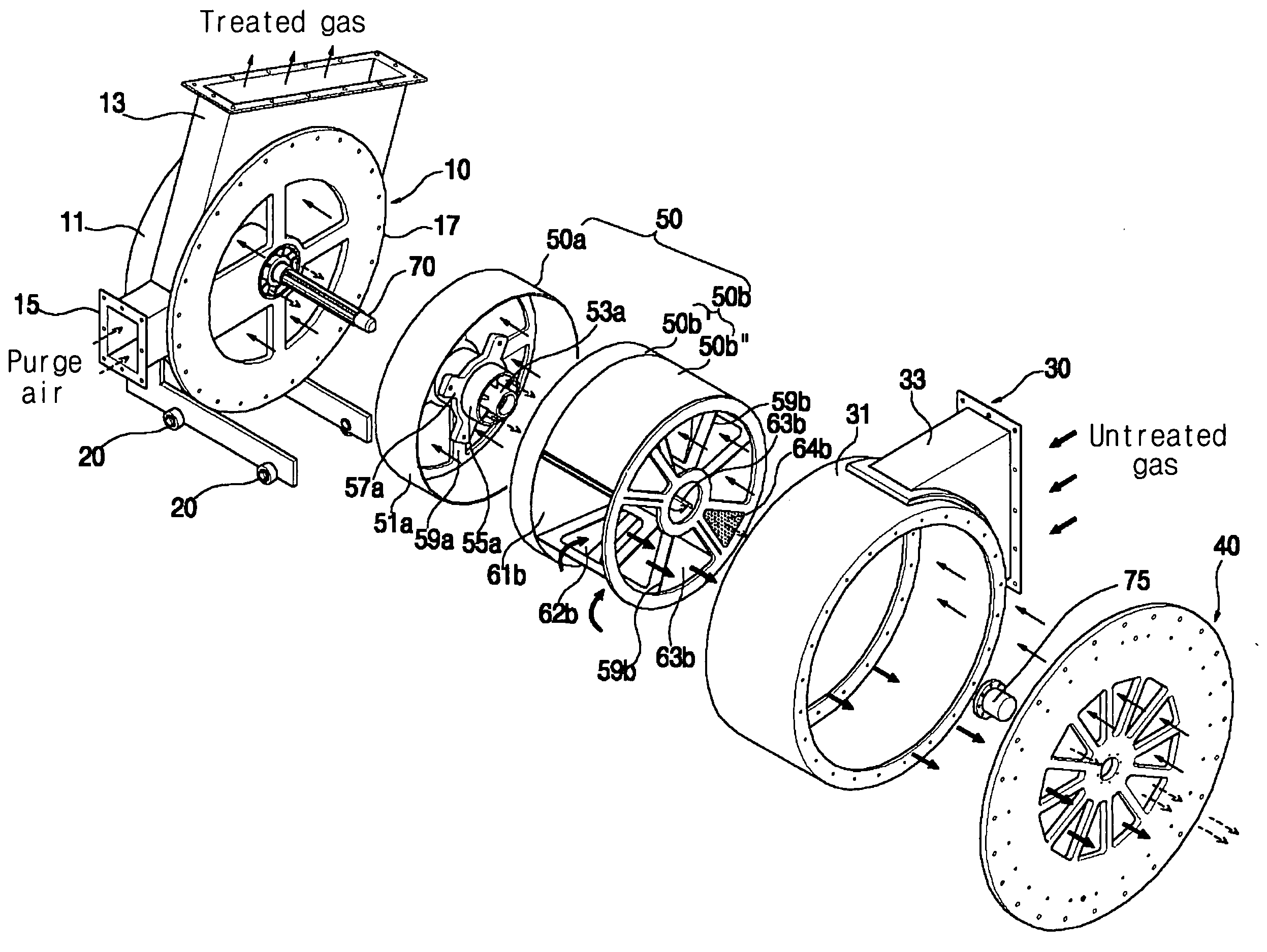 Separable distribution rotor and horizontal rotor distributor having the same