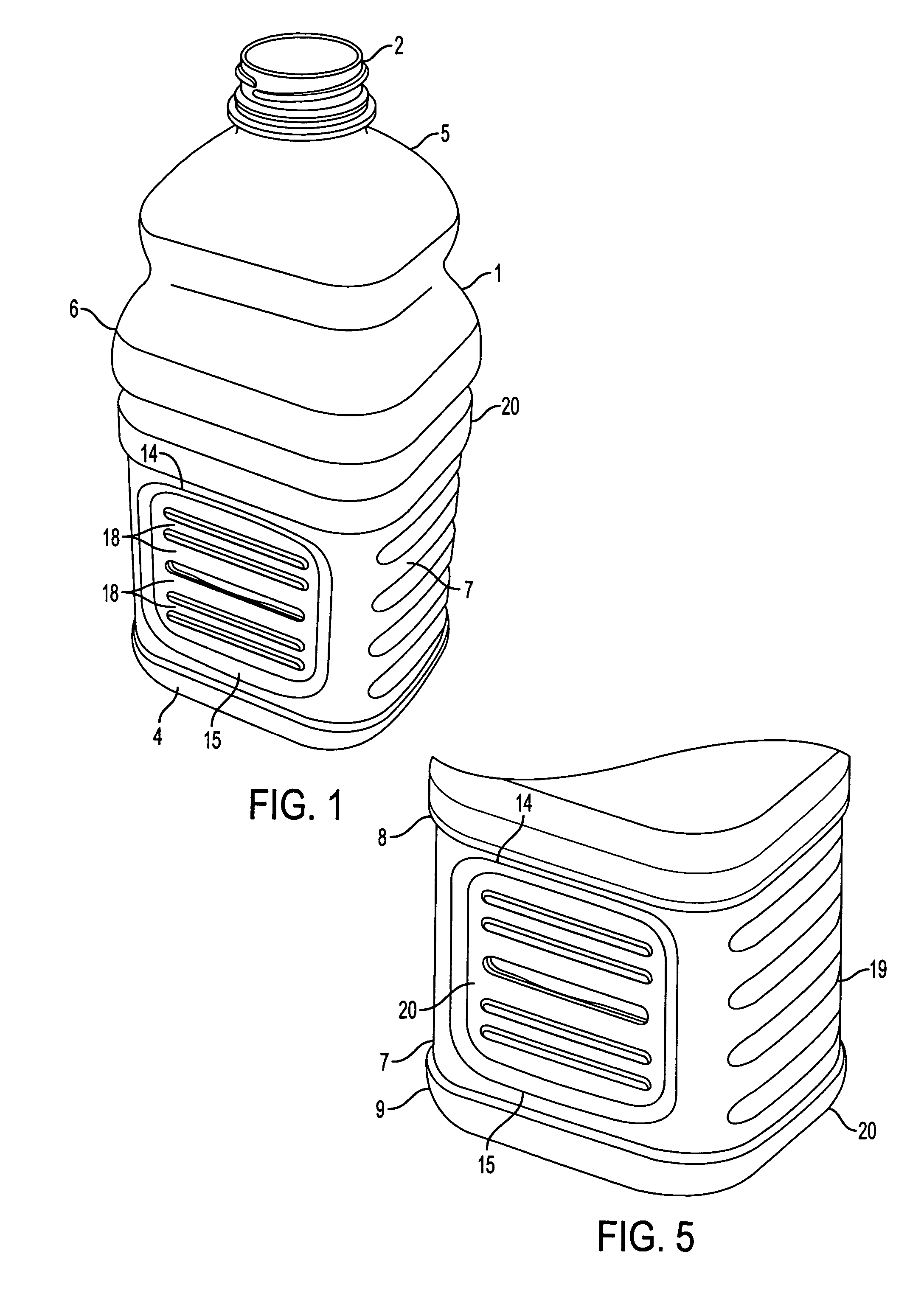 Opposing rib structure for non-round bottles