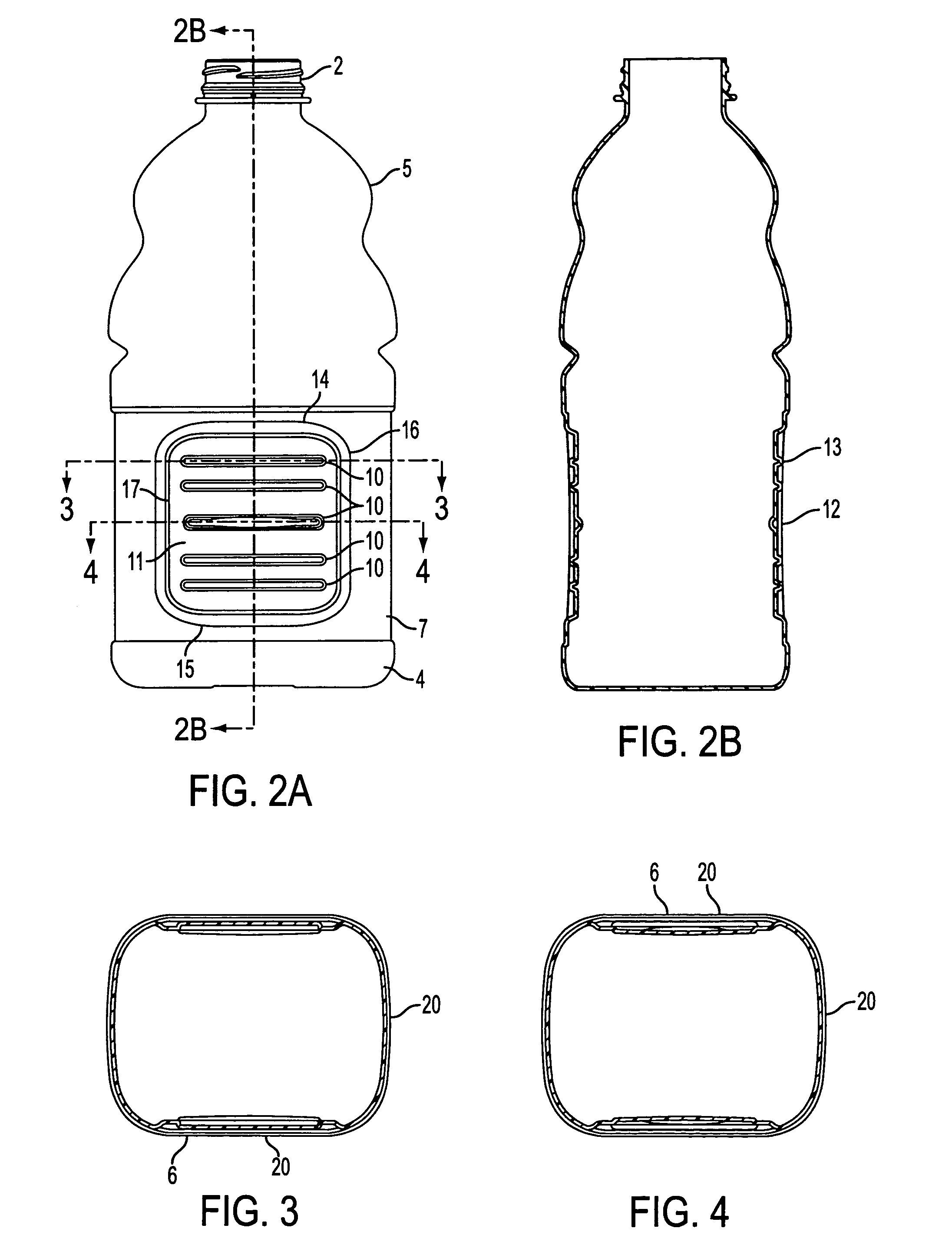 Opposing rib structure for non-round bottles