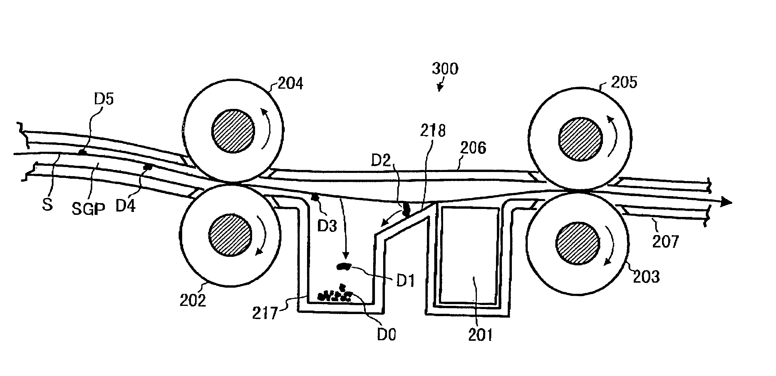 Image reading apparatus and an image processing system having a dirt trapping device