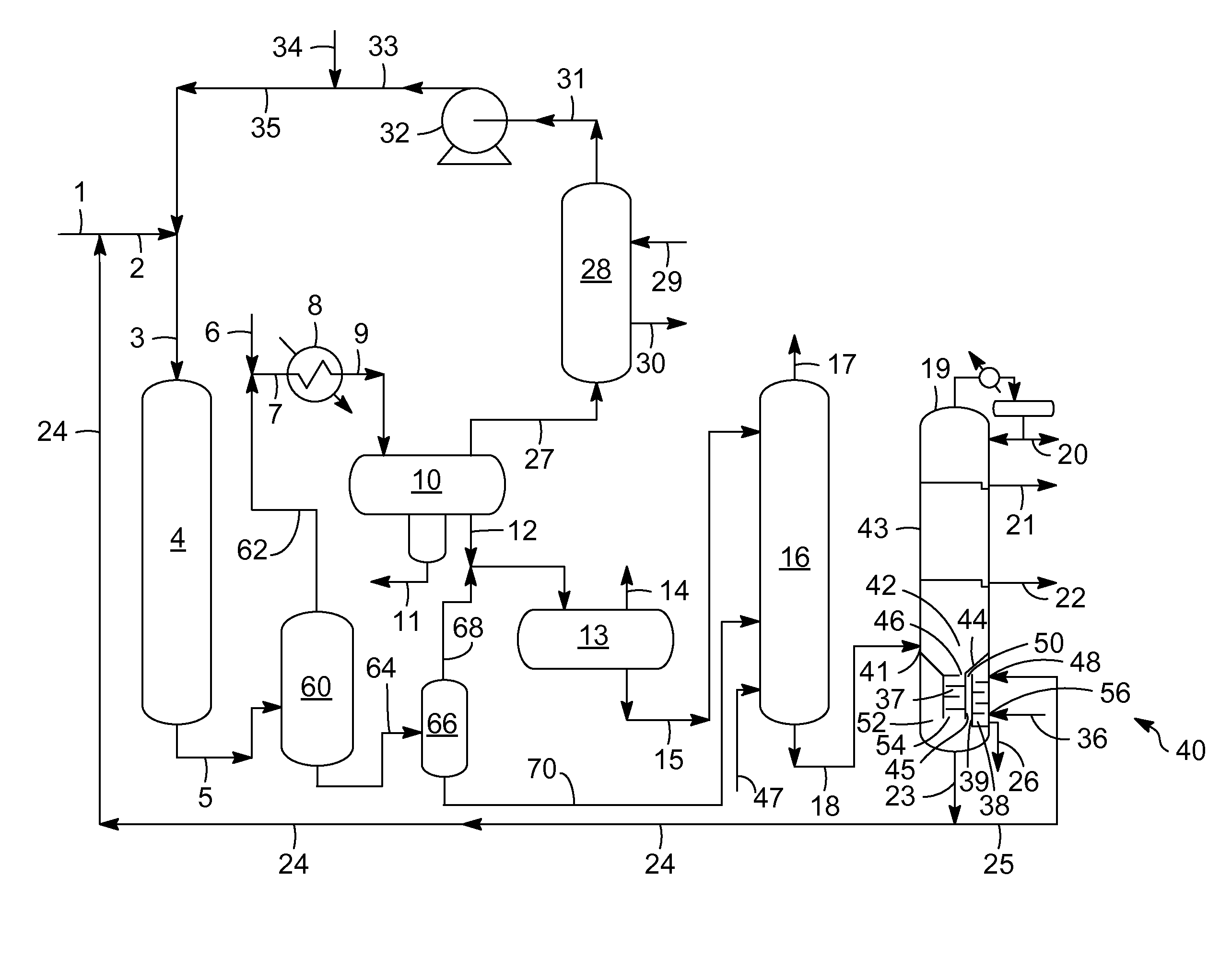 Process for removing heavy polynuclear aromatic compounds from a hydroprocessed stream