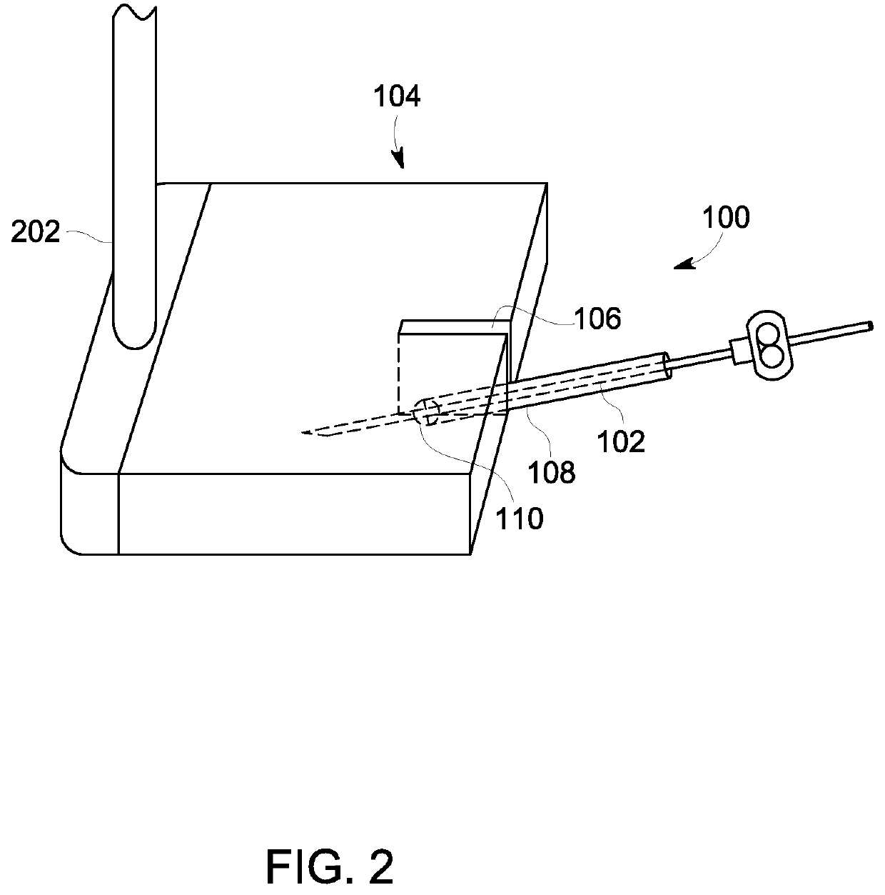 Ultrasound probe with an integrated needle assembly and a computer program product, a method and a system for providing a path for inserting a needle of the ultrasound probe