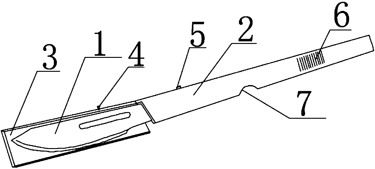 Operating scalpel with grasping groove