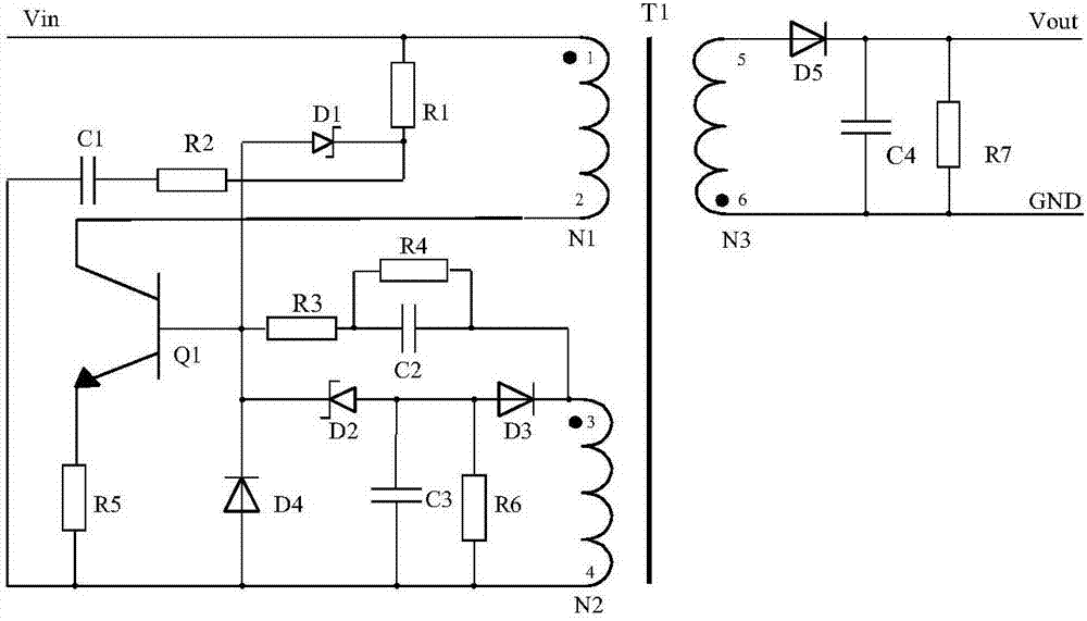 RCC circuit with delay starting function