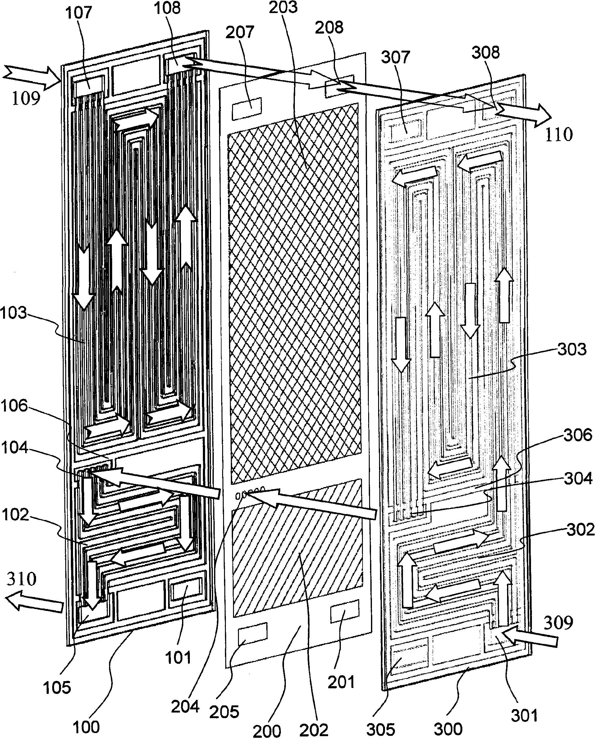 Fuel cell with humidification zone of single cell