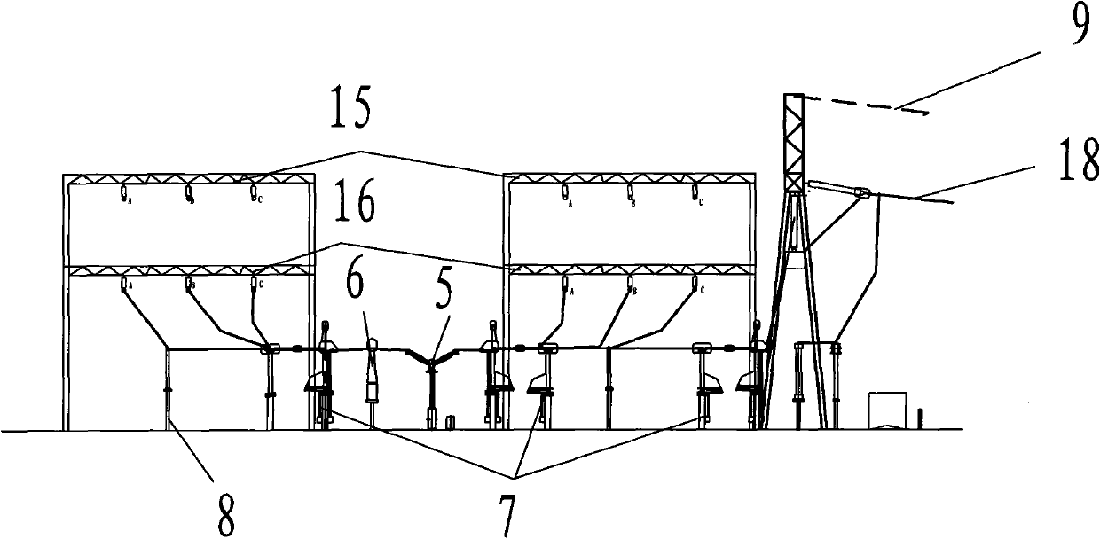 500kv open type high-voltage distribution device with uniline arranged one-and-half breaker