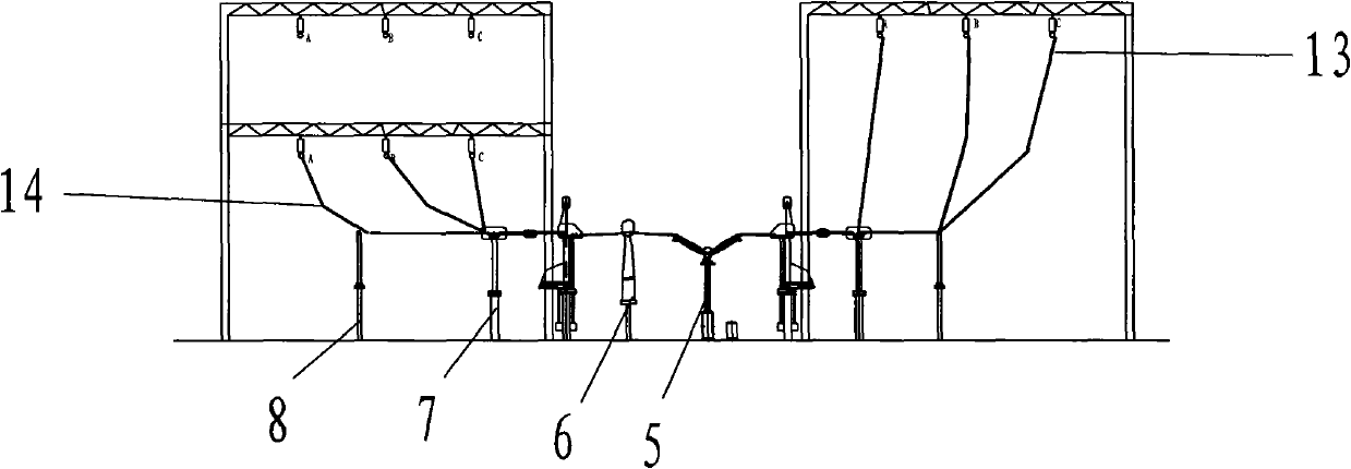 500kv open type high-voltage distribution device with uniline arranged one-and-half breaker