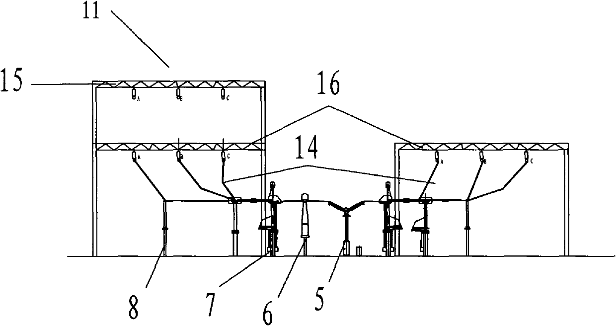 500kv open type high-voltage distribution device with uniline arranged one-and-half breaker