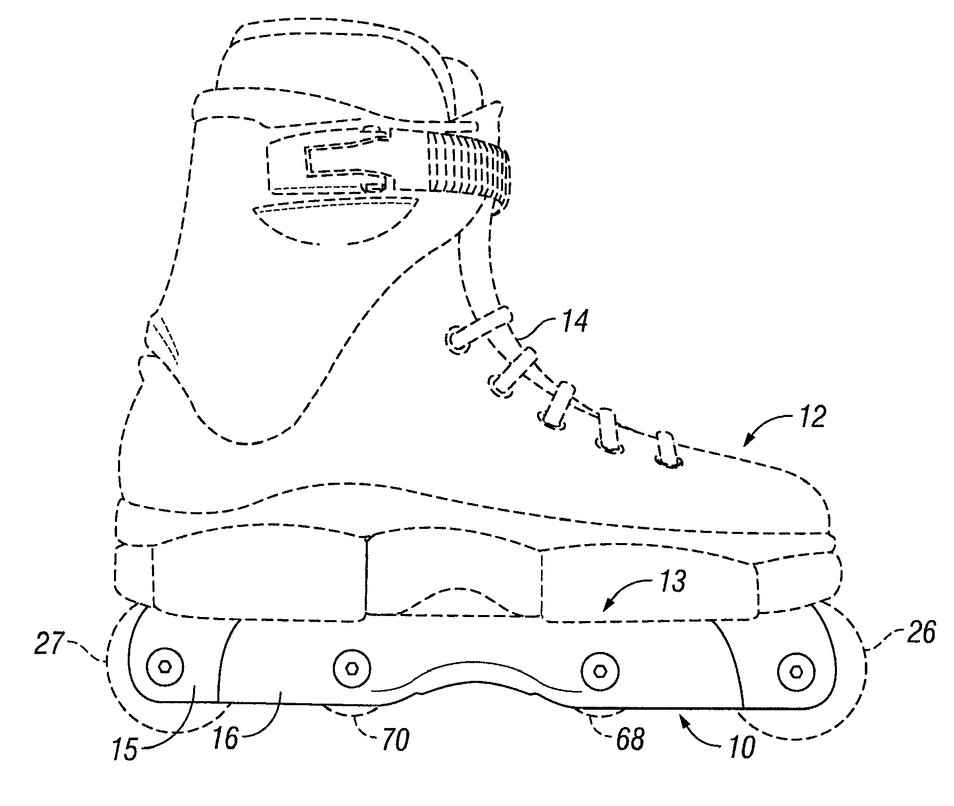 Frame assembly for in-line skate