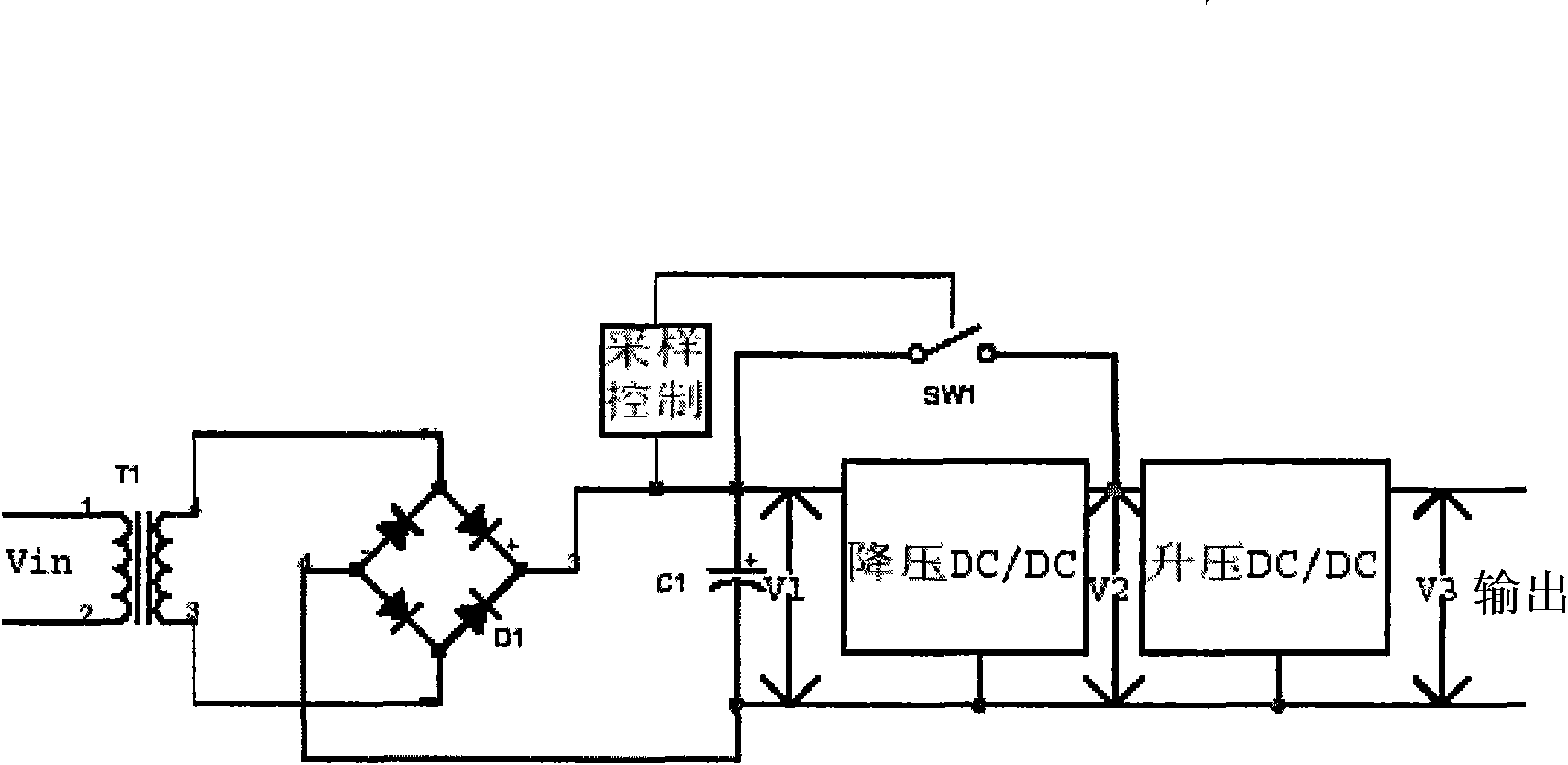 Single-phase electronic type electric energy meter electric source
