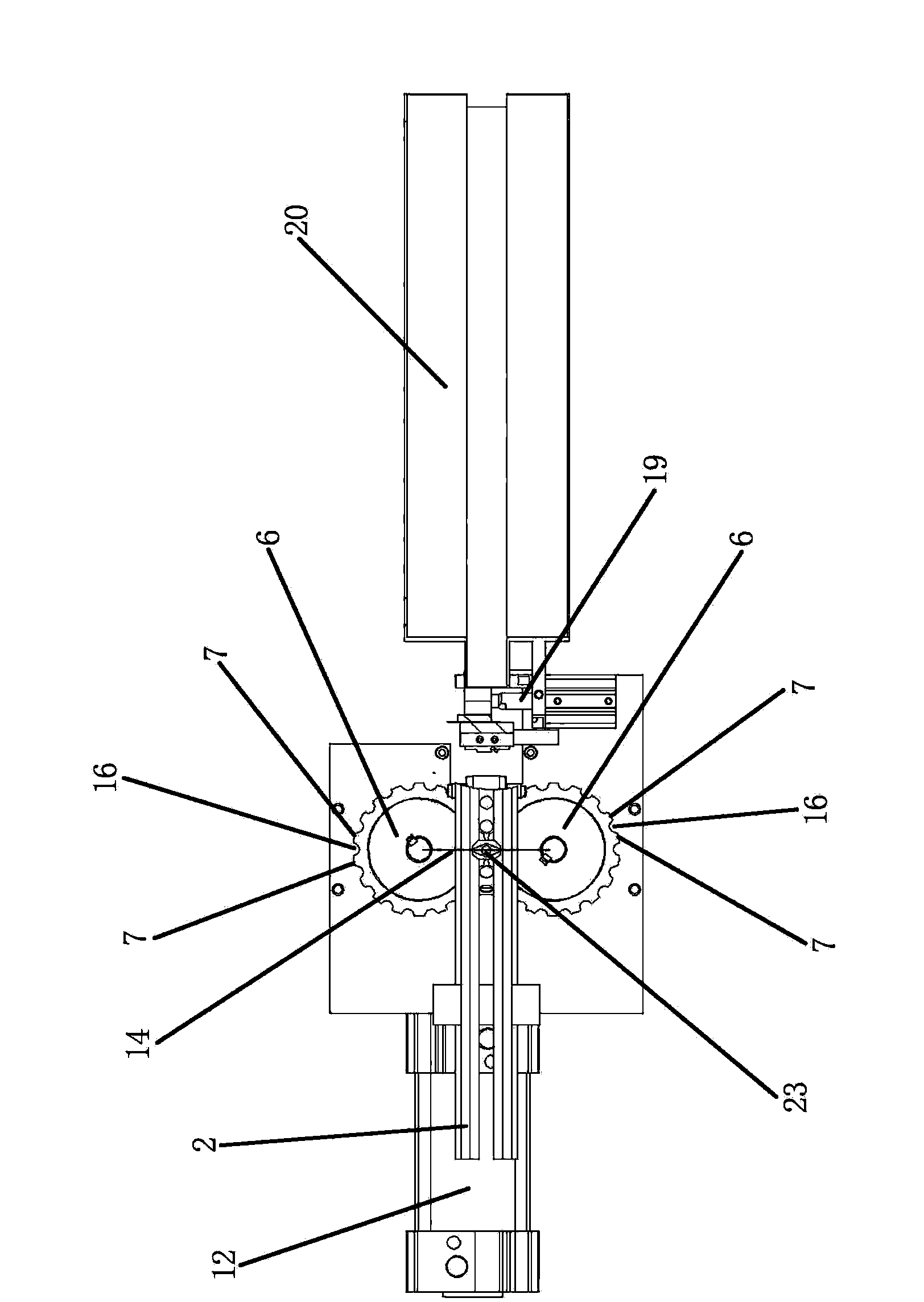 Threading device of packaging bags