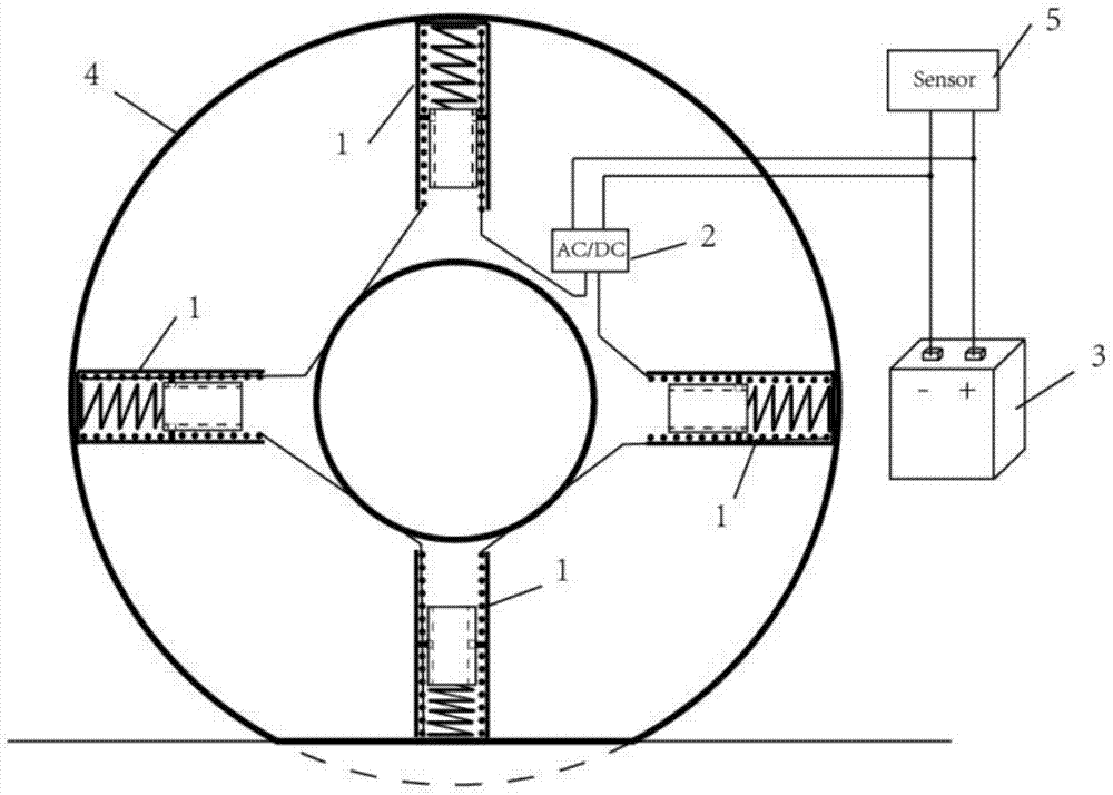 An energy recovery device in tires based on electromagnetic induction