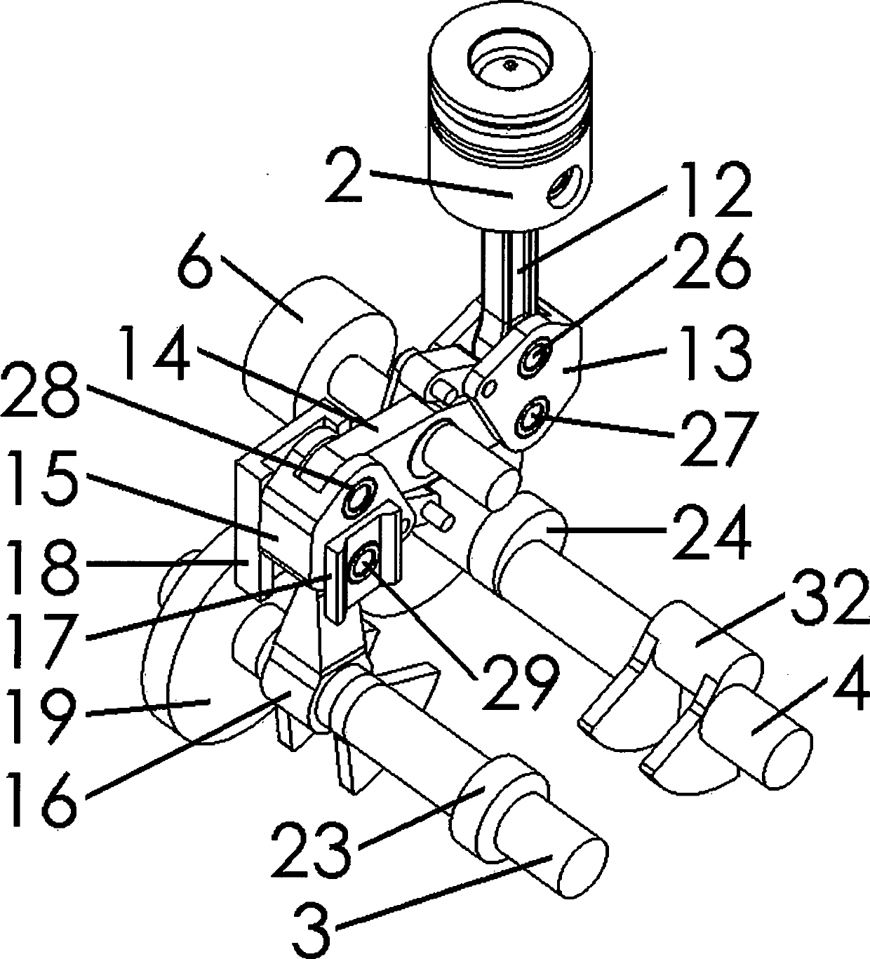 Double-cylinder engine capable of evenly adjusting compression ratio and mechanical supercharging