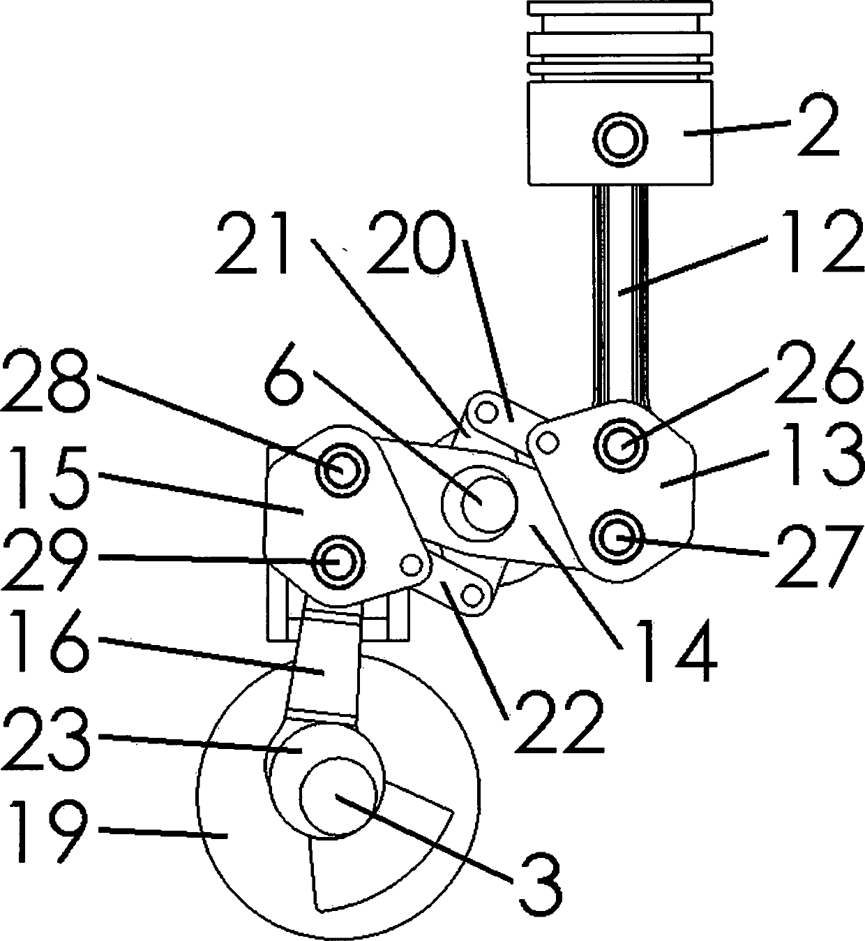 Double-cylinder engine capable of evenly adjusting compression ratio and mechanical supercharging