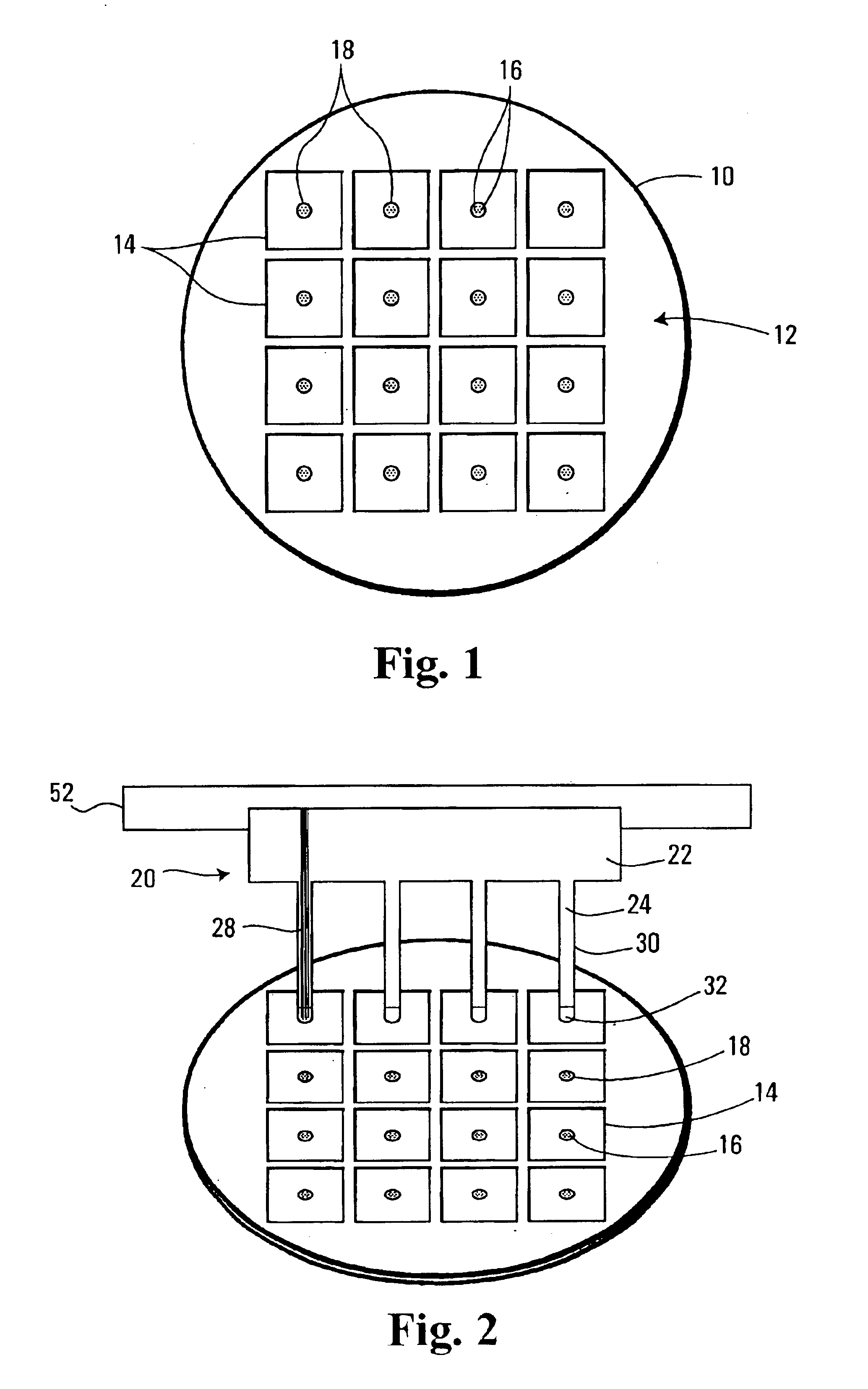 Flexible connecting device for interfacing with a wafer