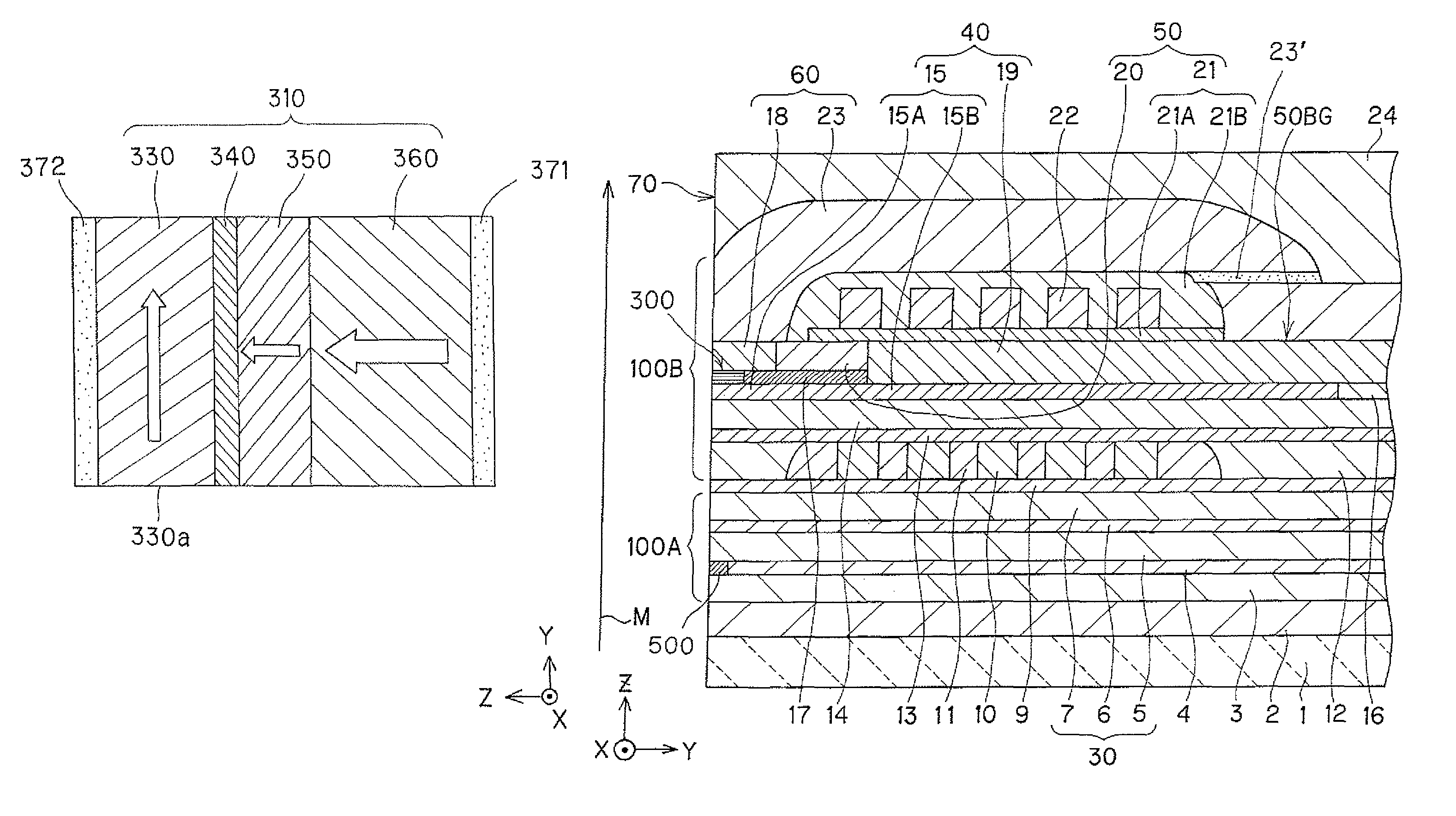 Microwave oscillating element and thin film magnetic head therewith