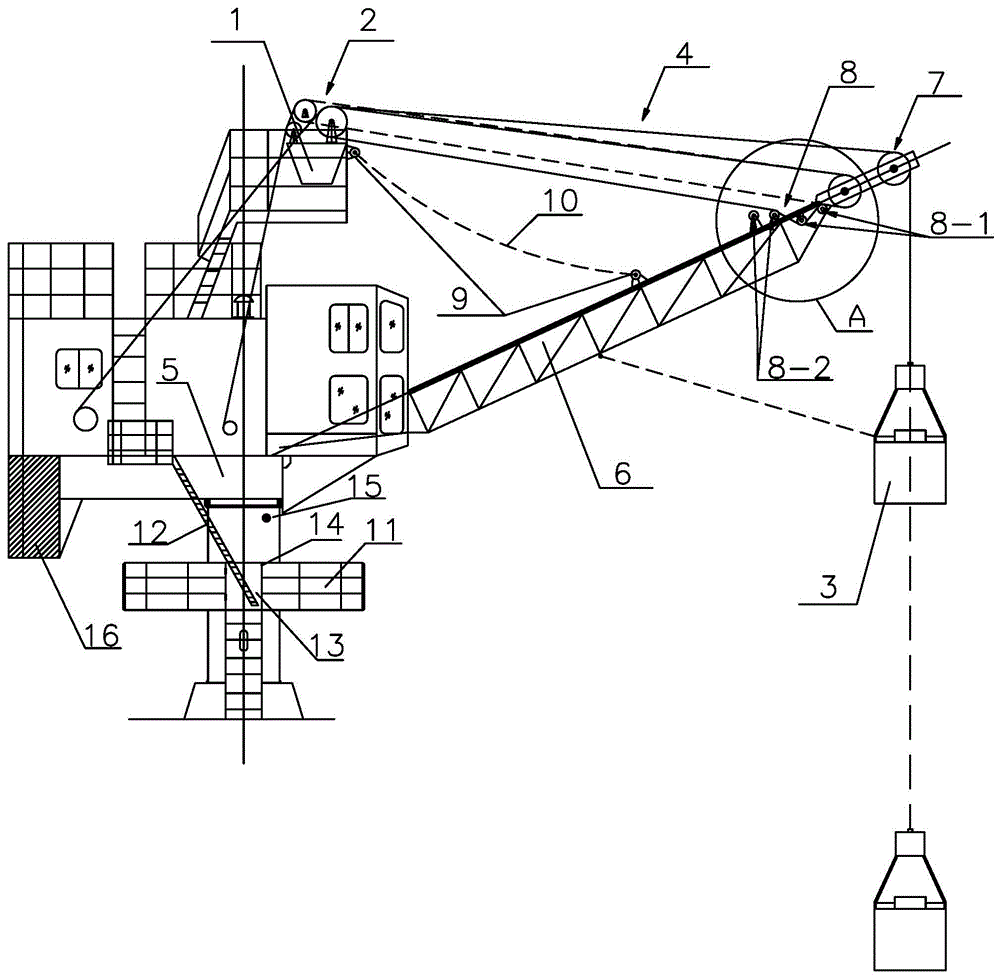 Port fixed slewing support crane