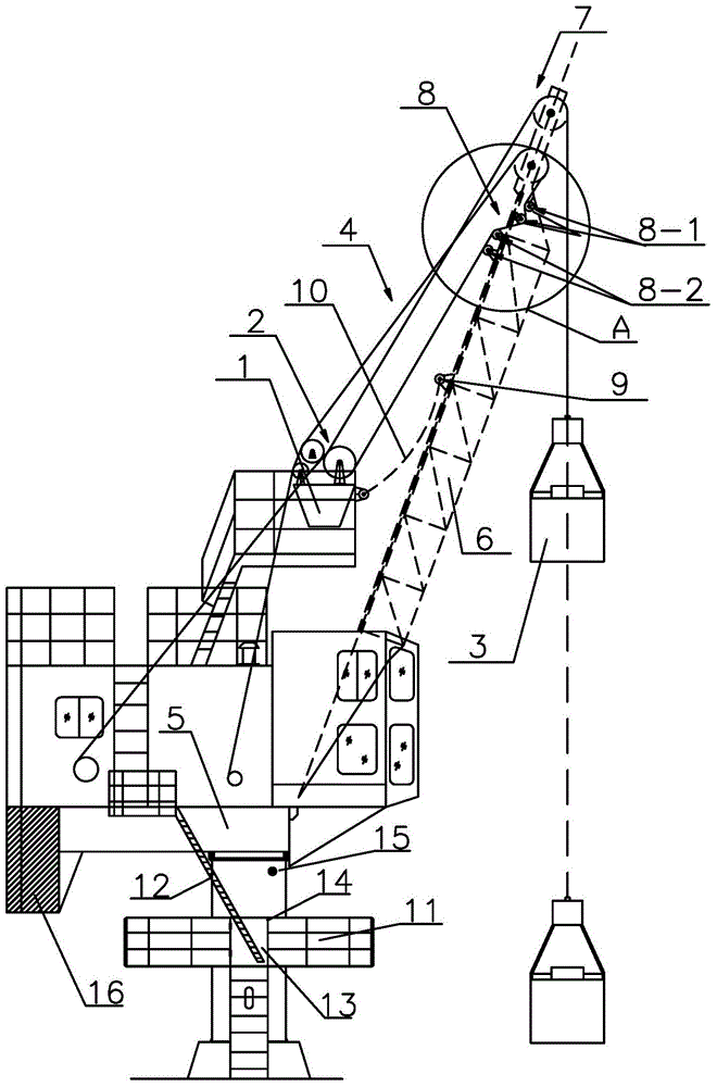 Port fixed slewing support crane
