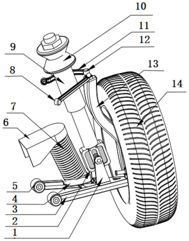 An active suspension with different axes of coil spring and rubber spring
