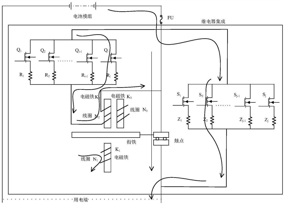 Relay integrated circuit with pre-charging and short-circuit protection functions