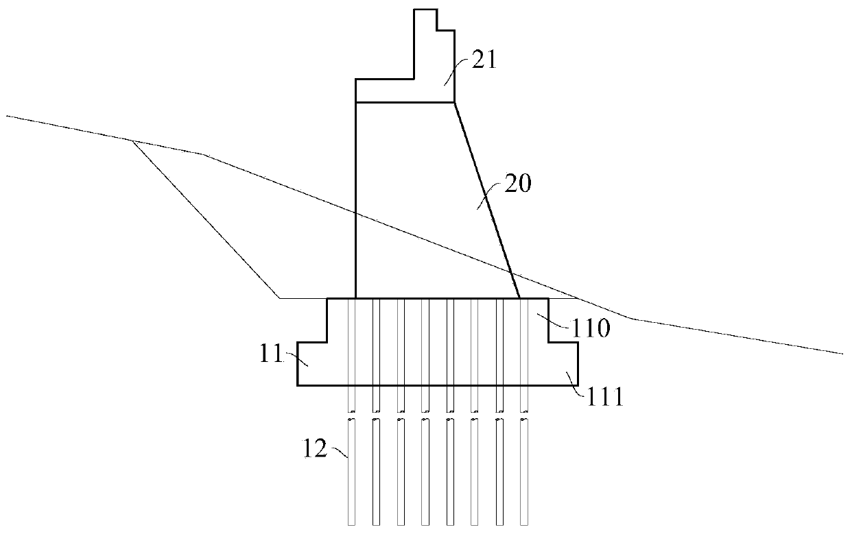 Mountainous-area abutment and pier column foundation structure and construction method thereof