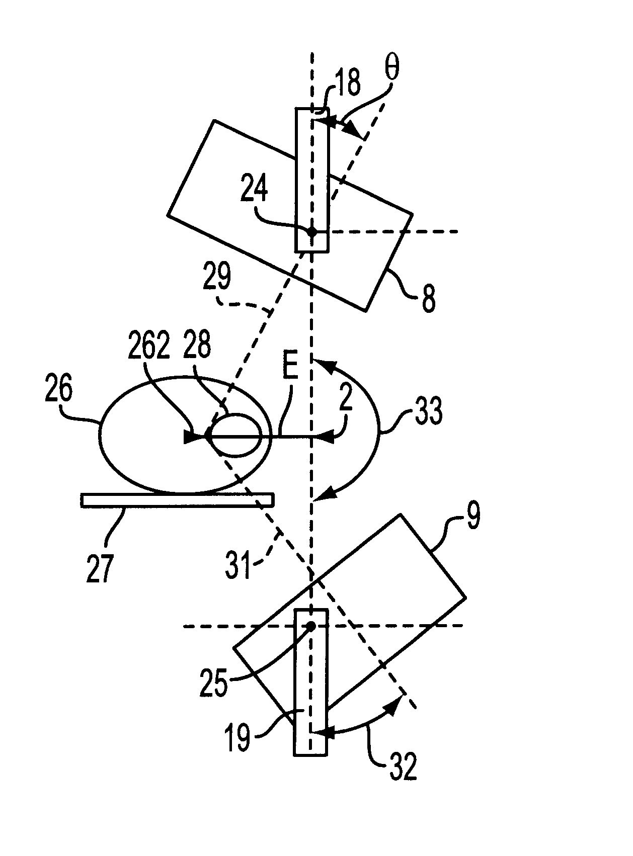 Tomographic acquisition method having two detectors with sighting center distinct from the center of rotation