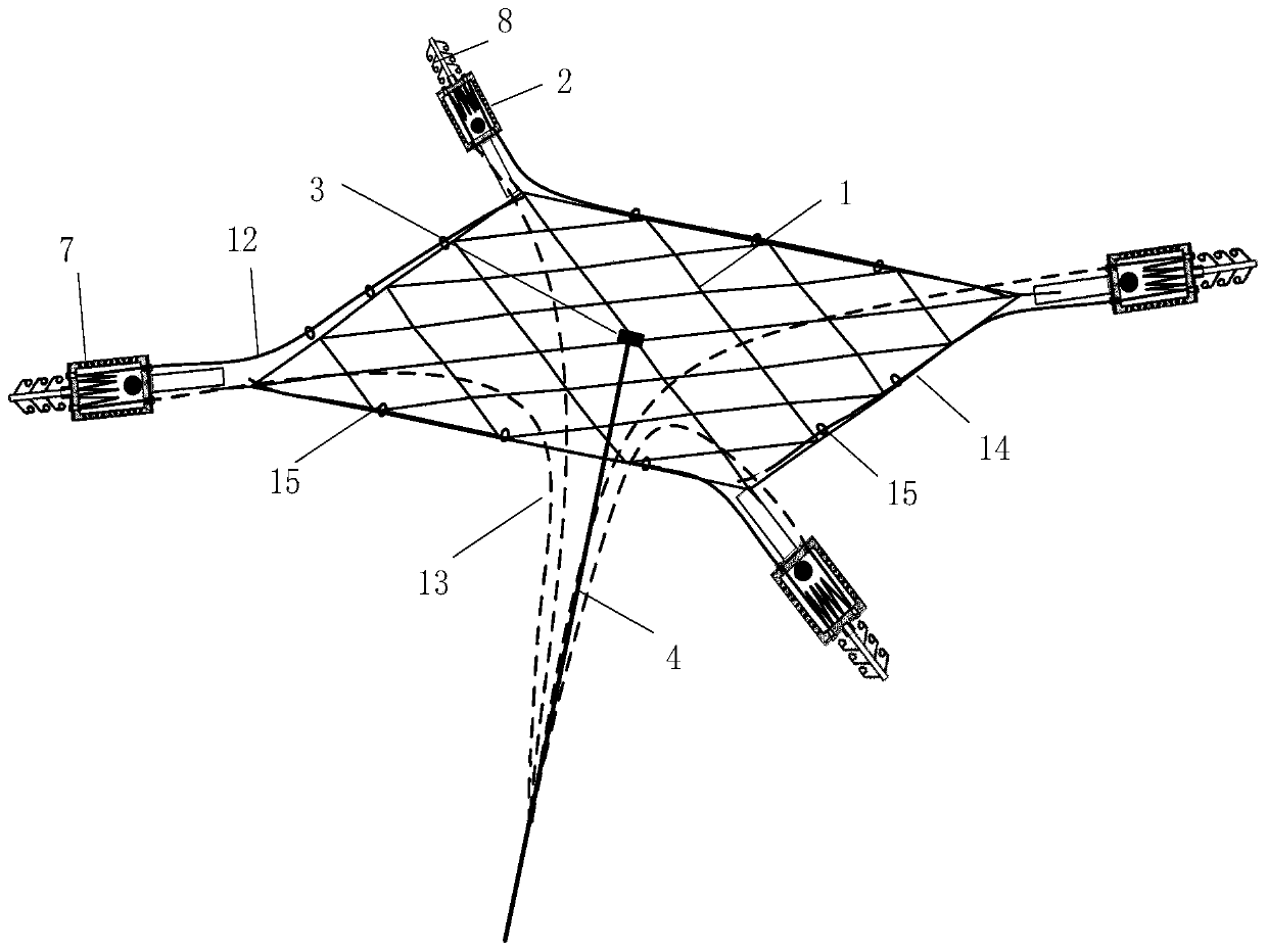 A combination of net flying claw devices