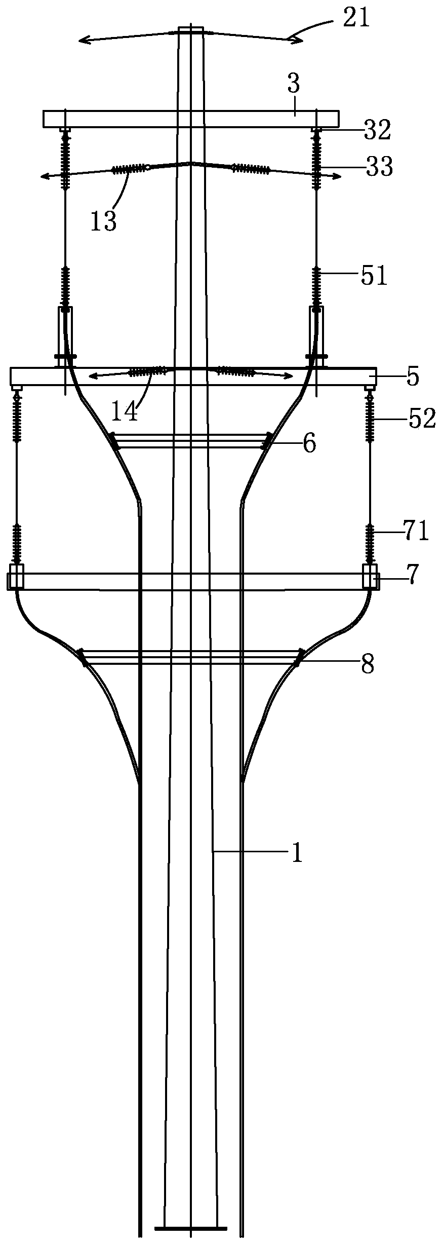 A 110kv overhead line front and rear cable type double circuit steel pole type terminal tower