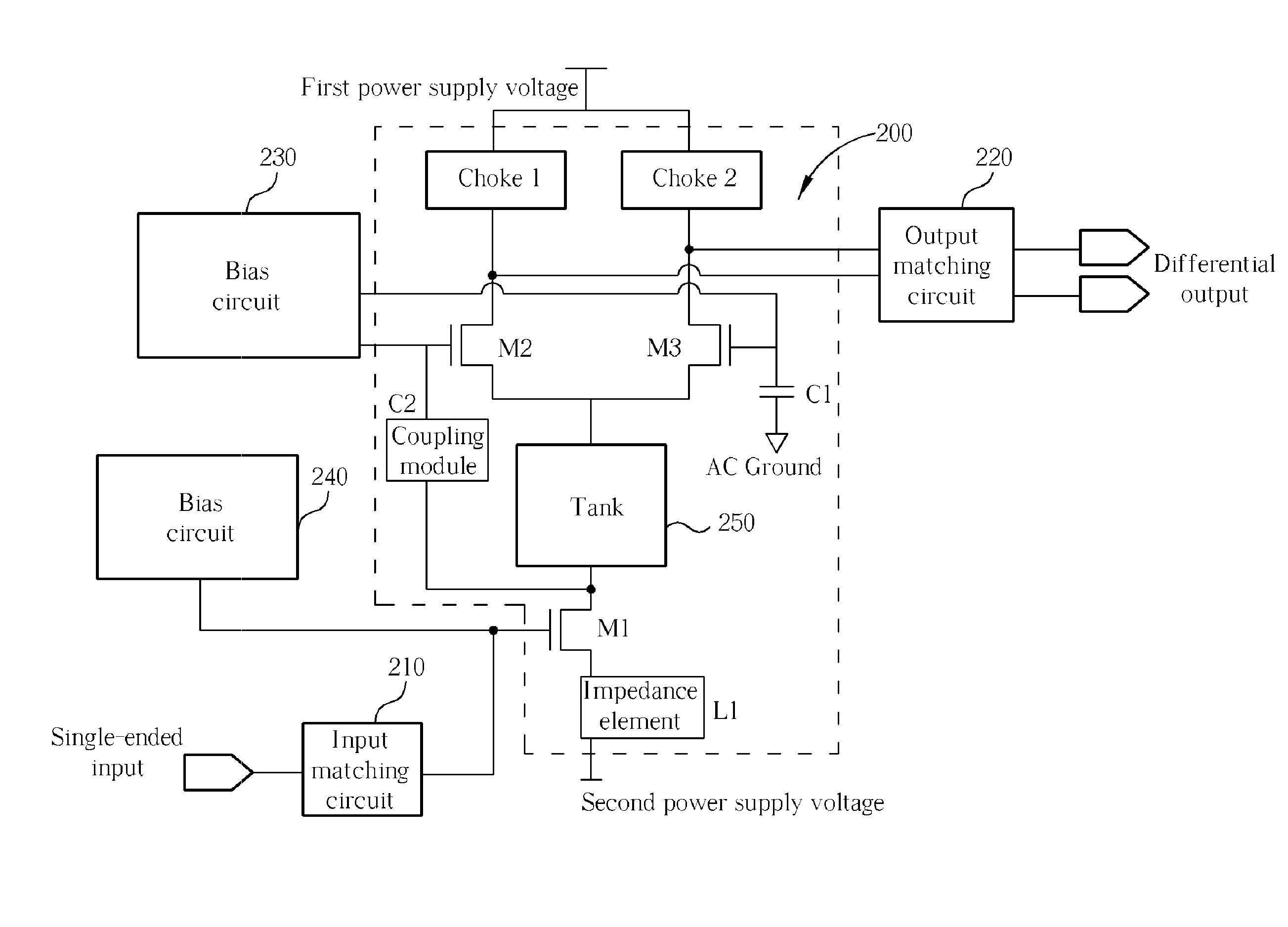 High-efficiency single to differential amplifier