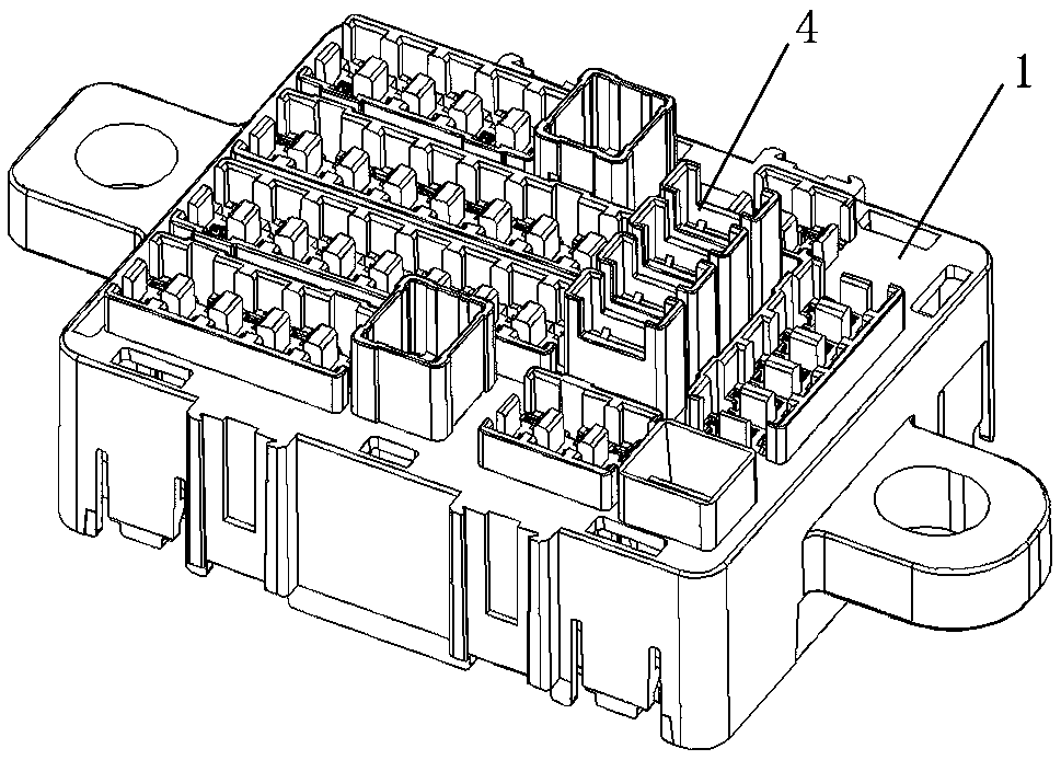 Automobile fuse box with secondary lock structure