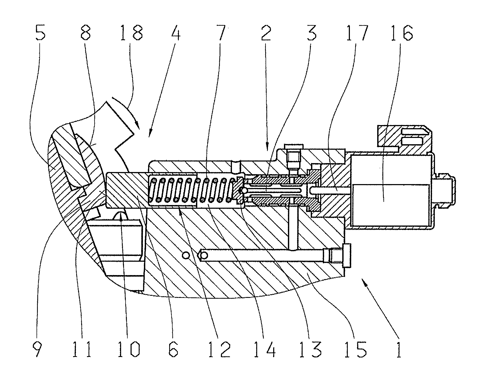 Adjusting device of a hydrostatic module