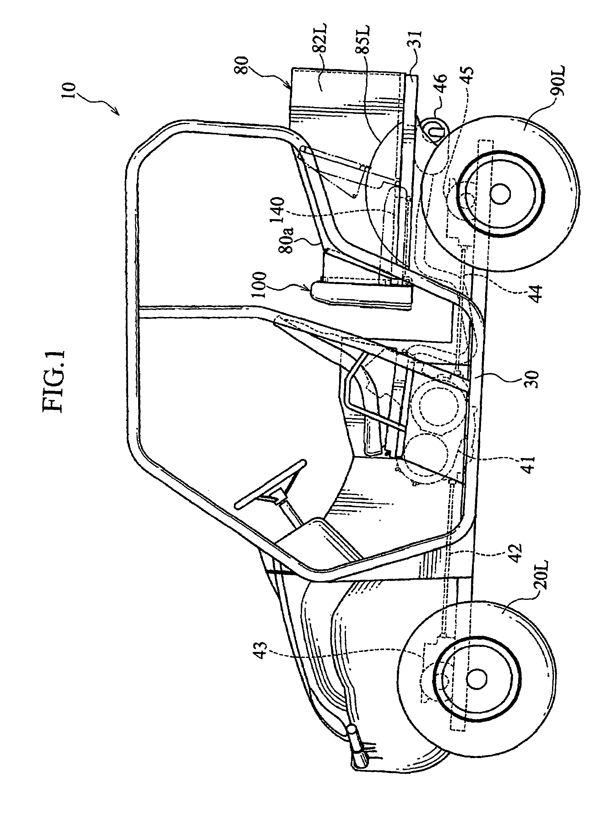 All terrain vehicle with folding rear seat and enclosed container compartment