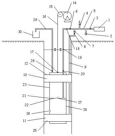 Device for continuously obtaining drill hole in-situ water samples and water taking method