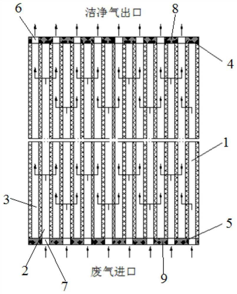 Through-wall type filter element and dust removal device