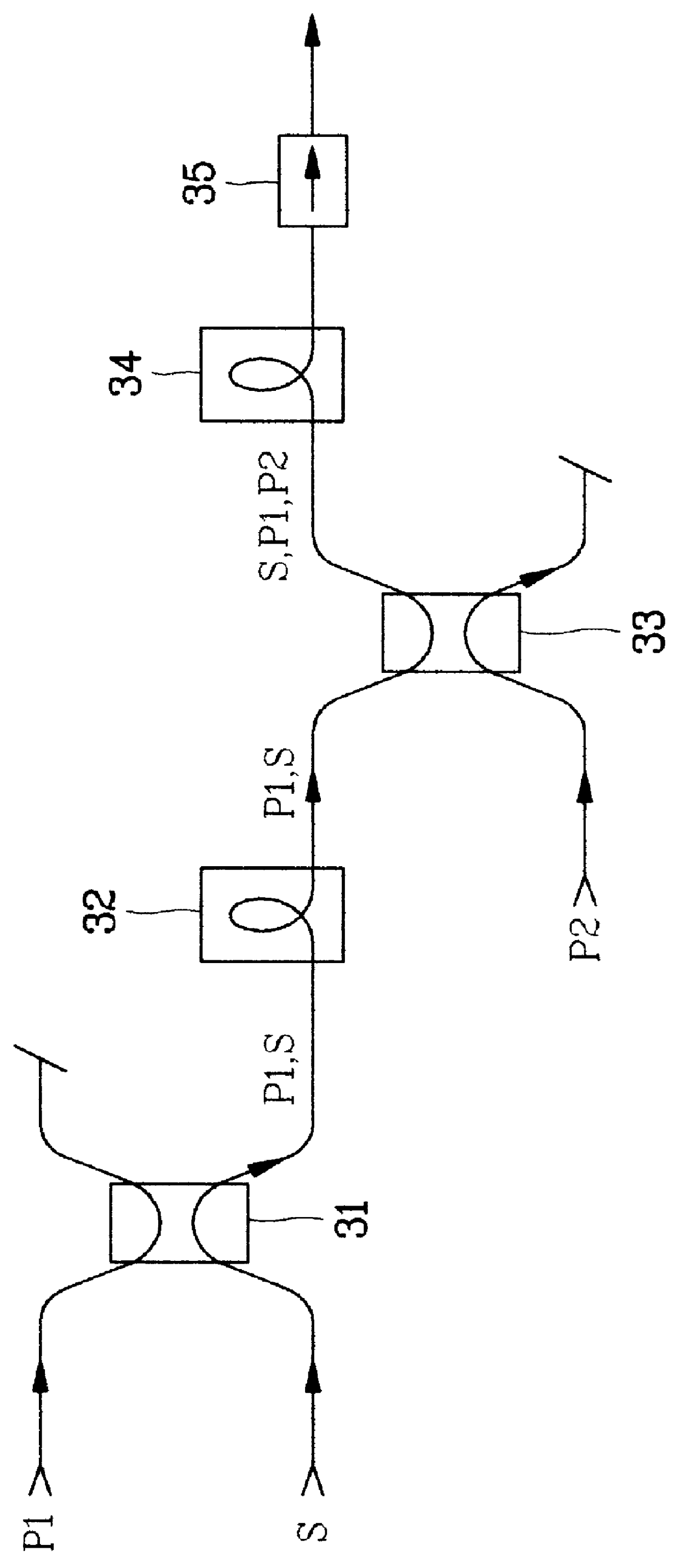 Feedback-type optical fiber amplifier using hybrid pumping light beams