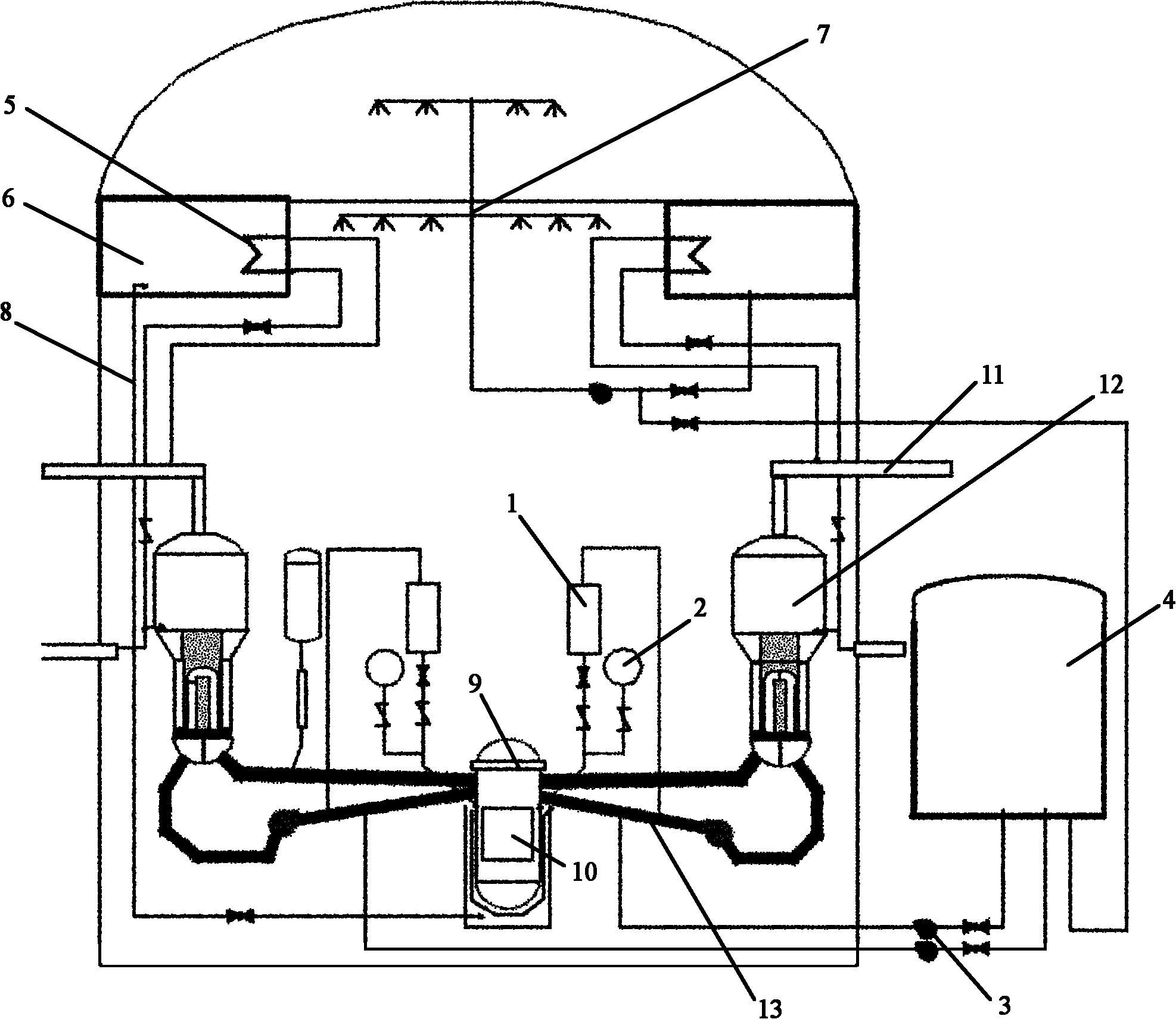 Nuclear power station non-active engineering safety system